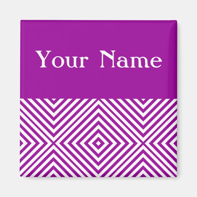 Purple Diamond Chevron with name Magnet (Front)