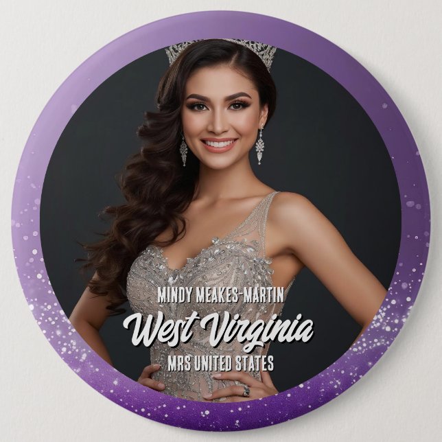 Purple Diamond Custom Pageant Button Pin (Front)