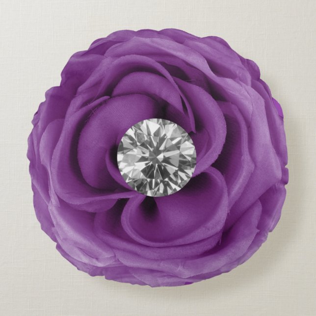 Purple Diamond Flower Round Cushion (Front)