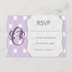 Purple diamond flower RSVP card