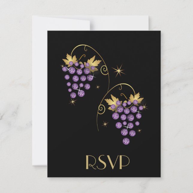 Purple Diamond Invitations Grapes Design (Front)
