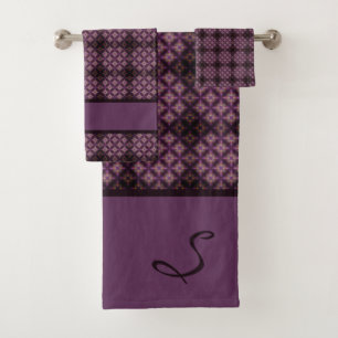 Purple Diamond Passion Pattern Bath Towel Set
