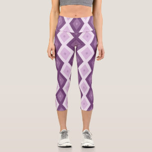 Purple diamond pattern capri leggings