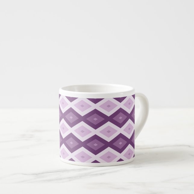 Purple diamond pattern espresso cup (Front Right)