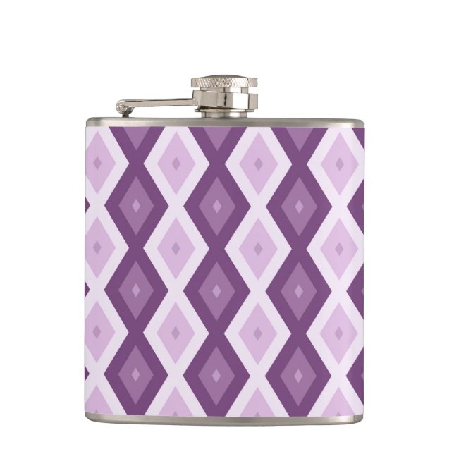 Purple diamond pattern hip flask (Front)