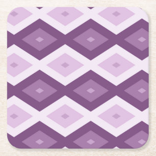 Purple diamond pattern square paper coaster