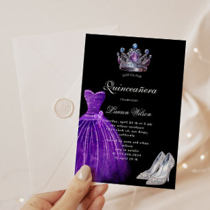 Purple Diamond Queen Exclusive Quinceañera Invitation
