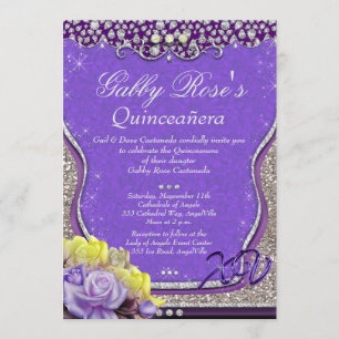 Purple Diamond Quinceañera and Sweet 16 Invitation