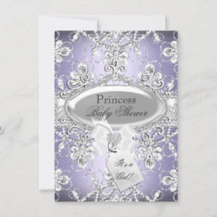 Purple Diamond Tiara Princess Baby Shower Invite