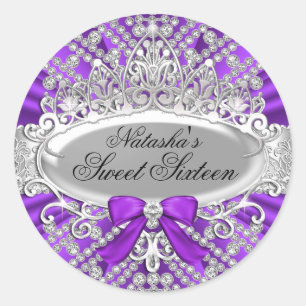 Purple Diamond & Tiara Sweet 16 Sticker