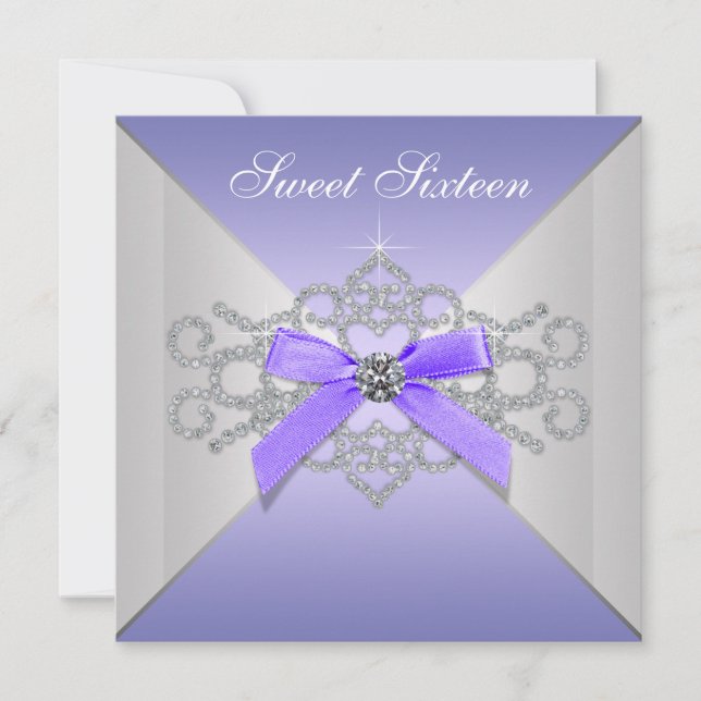 Purple Diamonds Lavender Sweet 16 Birthday Party Invitation (Front)