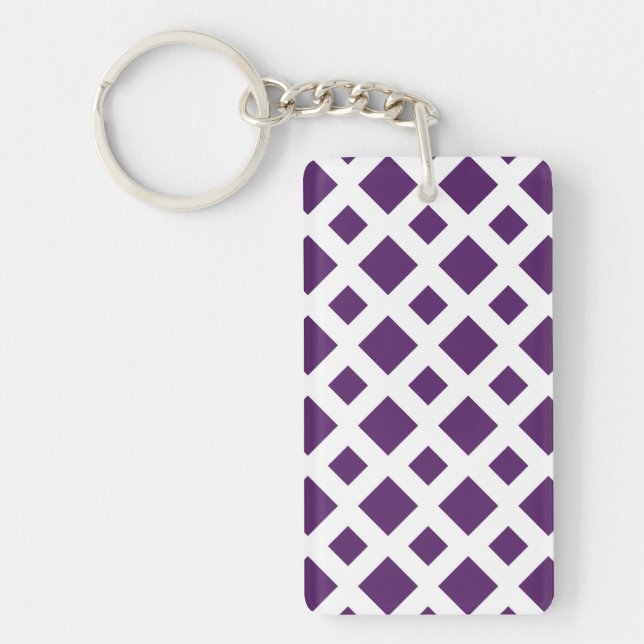 Purple Diamonds on White Key Ring (Front)