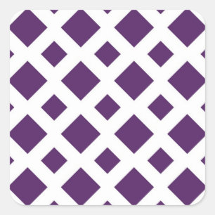 Purple Diamonds on White Square Sticker
