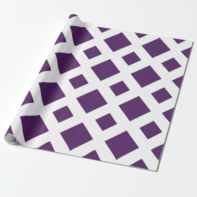 Purple Diamonds on White Wrapping Paper (Unrolled)