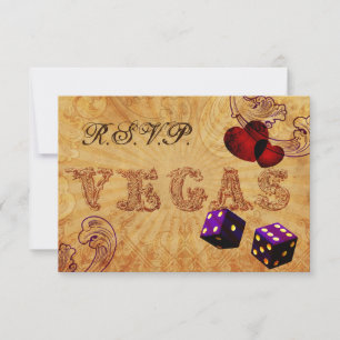 purple dice Vintage Vegas rsvp 3.5 x 5 Card