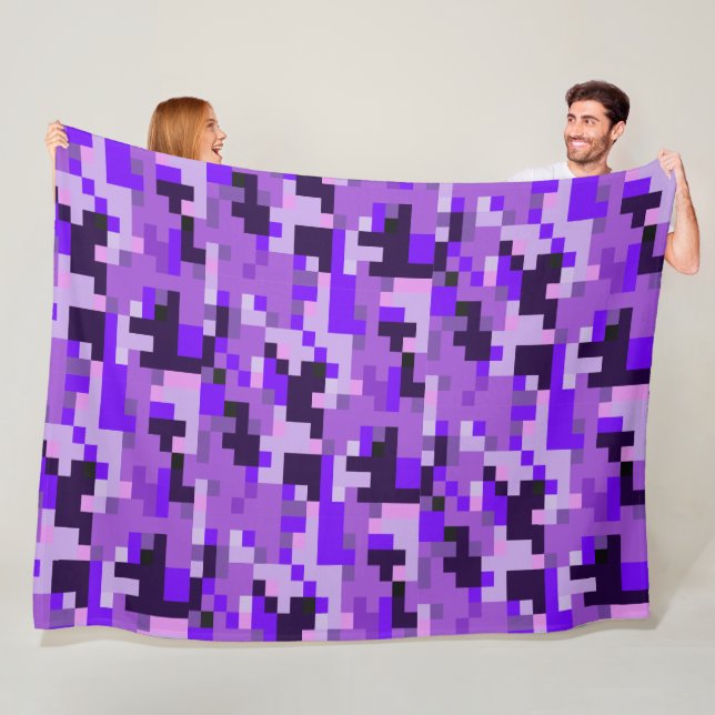 Purple Digital Camouflage Fleece Blanket (In Situ)