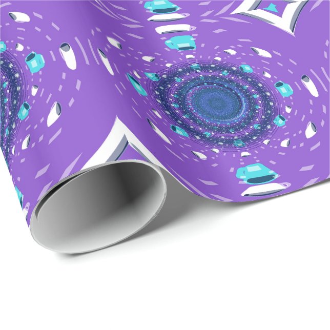 Purple Dimensional Coffee Design Wrapping Paper (Roll Corner)