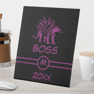 Purple Dino Stegosaurus Spiked Dinosaur Pedestal Sign