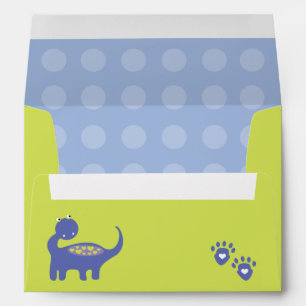 Purple Dinosaur Birthday with Dots Envelope