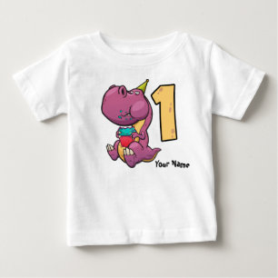 Purple Dinosaur T-Rex 1st Birthday Baby T-Shirt
