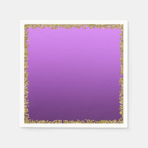Purple Dipped Gold Glitter Glam Sparkle Party Napkin