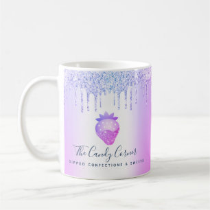 Purple Dipped Strawberry Confection Glitter Drips Coffee Mug