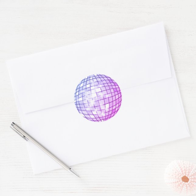 Purple Disco Ball Classic Round Sticker (Envelope)