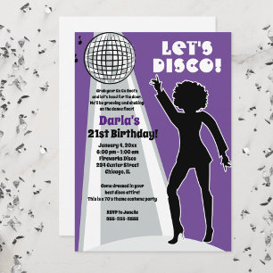 Purple Disco Party Women's Birthday Boogie Invitation