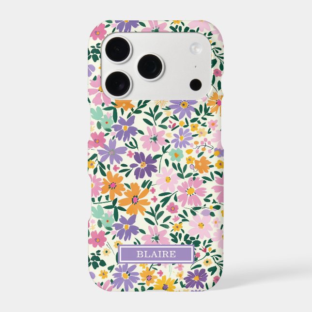 Purple Ditsy Flowers Monogrammed (Back)