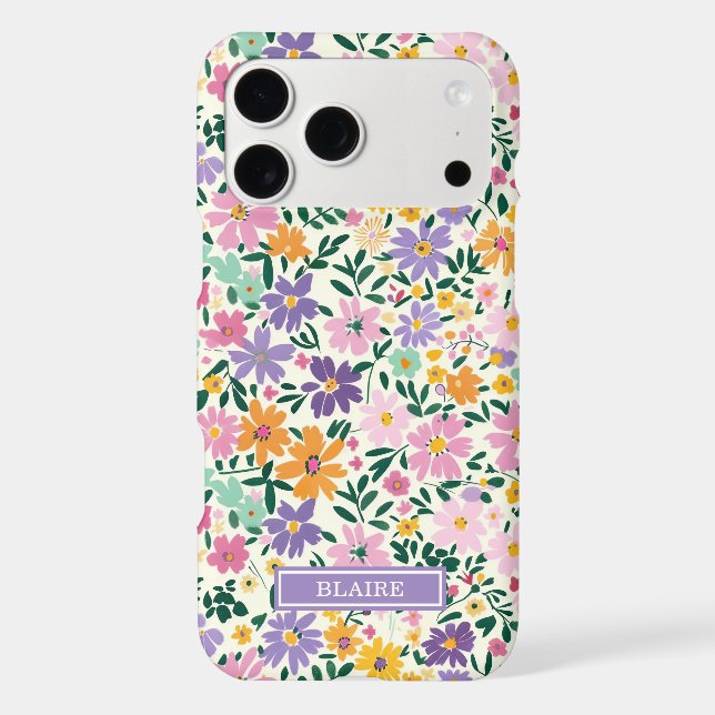 Purple Ditsy Flowers Monogrammed (Back)