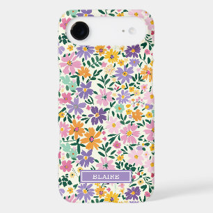 Purple Ditsy Flowers Monogrammed