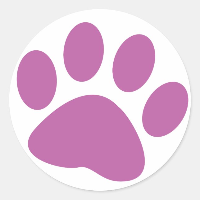 Purple Dog Animal Paw Print Classic Round Sticker (Front)