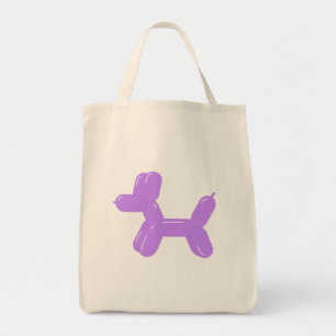 Purple dog balloon animal tote bag