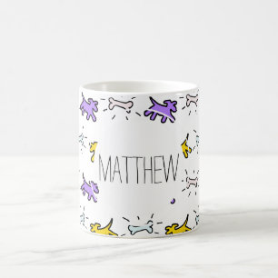 Purple Dog Bone Graffiti Style Personalised Mug