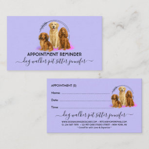 purple Dog Breeds Vet Pet Care Script Appointment Business Card