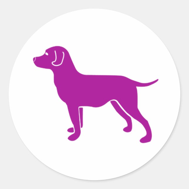 Purple Dog Design Classic Round Sticker (Front)