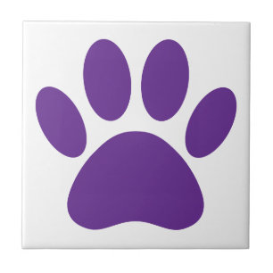 Purple Dog Pawprint Square Tile
