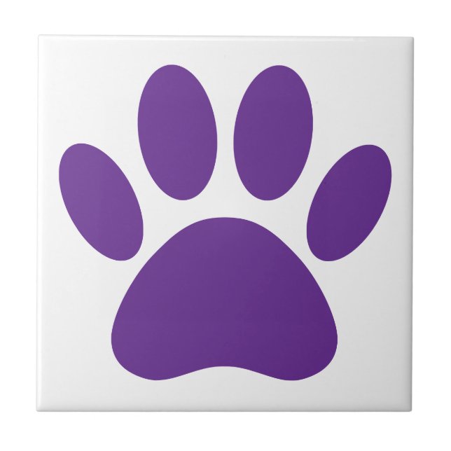 Purple Dog Pawprint Square Tile (Front)