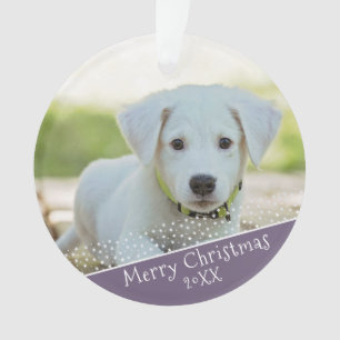 Purple Dog Pet Photo Christmas Holiday Keepsake Ornament