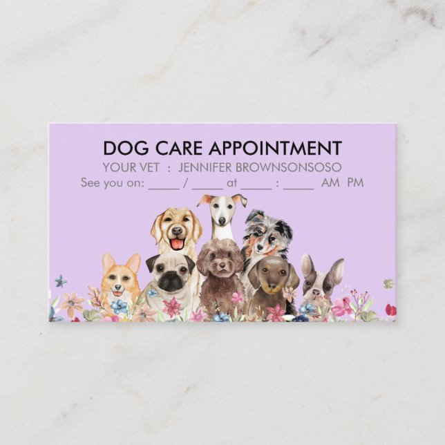 Purple Dogs Boho Chic Appointment Business Card (Front)