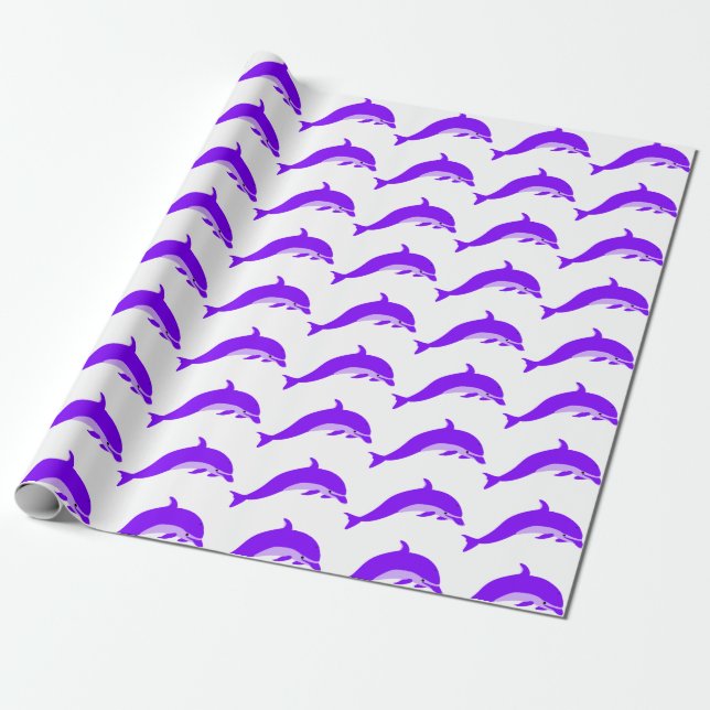 Purple Dolphin Gift Wrap Any Occasion (Unrolled)