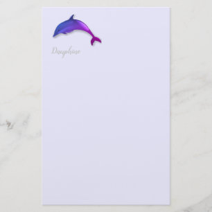 purple dolphin in lavender stationery