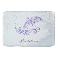 Purple Dolphin Personalised Bath Mat