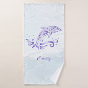 Purple Dolphin Personalised Bath Towel Set