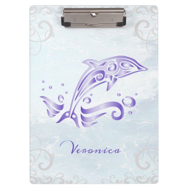 Purple Dolphin Personalised Clipboard (Front)
