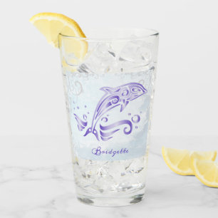 Purple Dolphin Personalised Glass