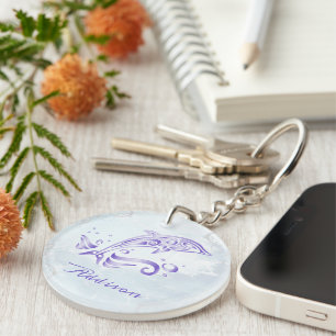 Purple Dolphin Personalised Keychain