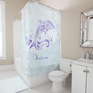 Purple Dolphin Personalised Shower Curtain