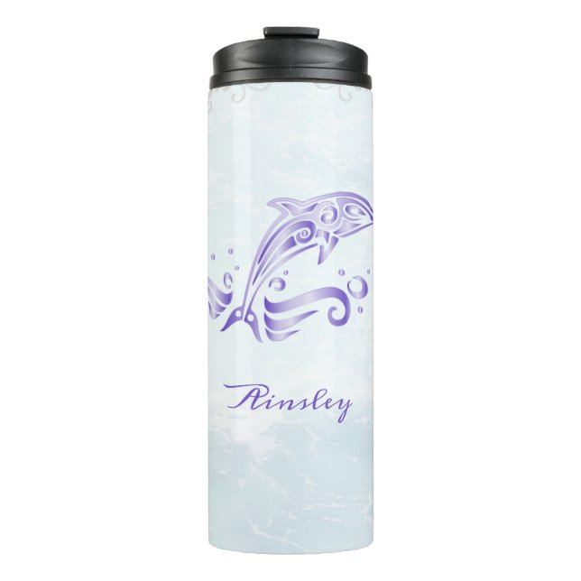 Purple Dolphin Personalised Thermal Tumbler (Front)