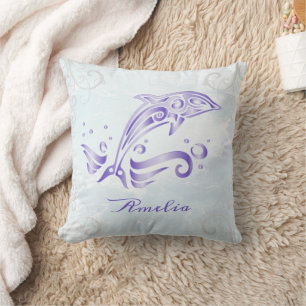 Purple Dolphin Personalised Throw Pillow